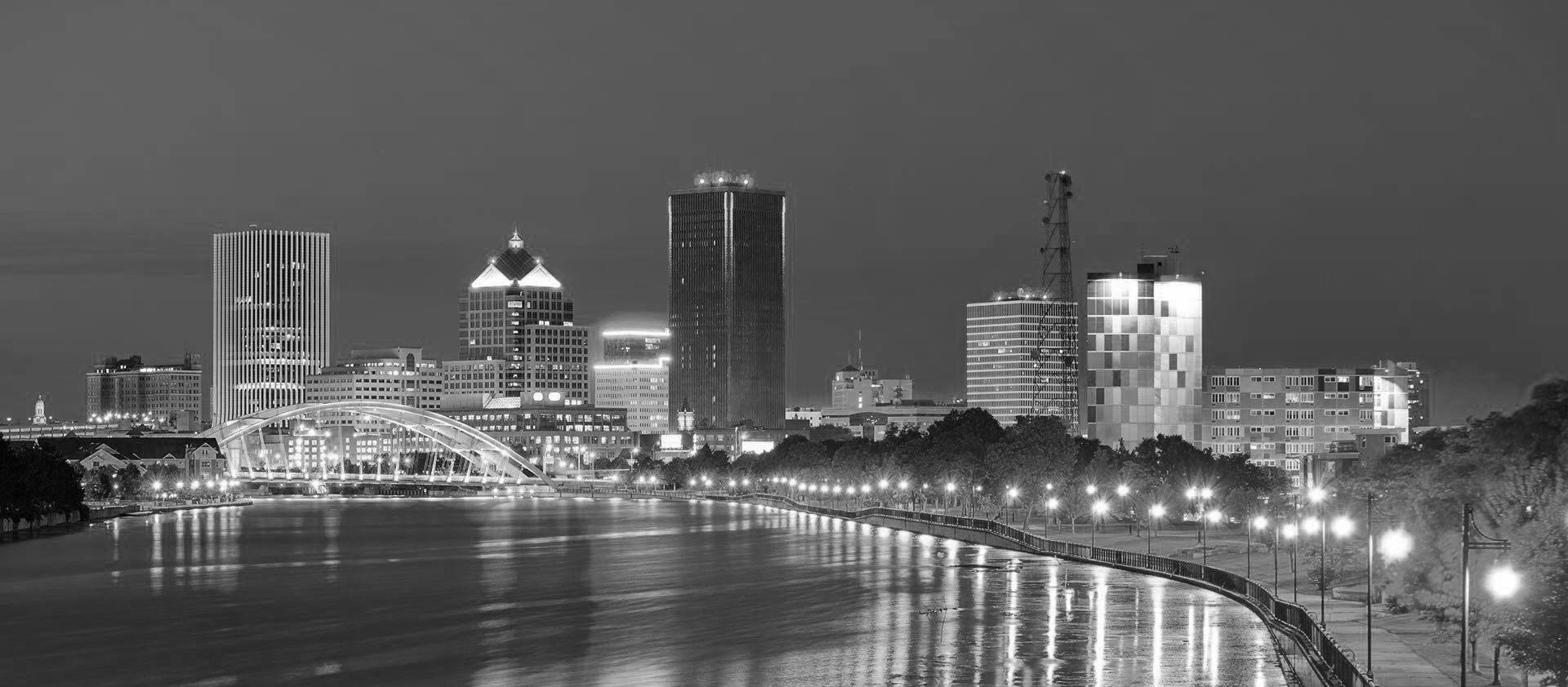 rochester new york night time skyline